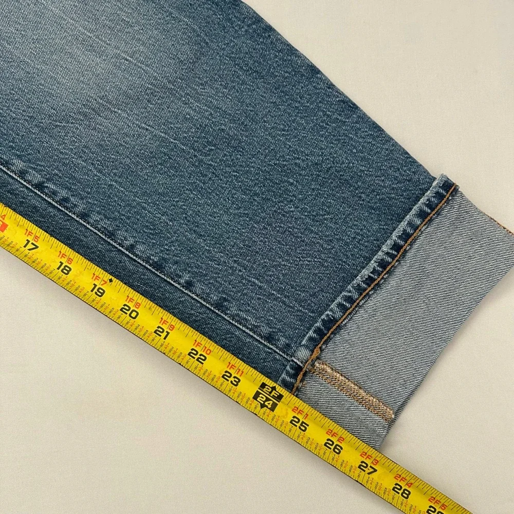 Good American Jeans Women 14 The Weekender Cuffed Blue High Rise Straight Leg
